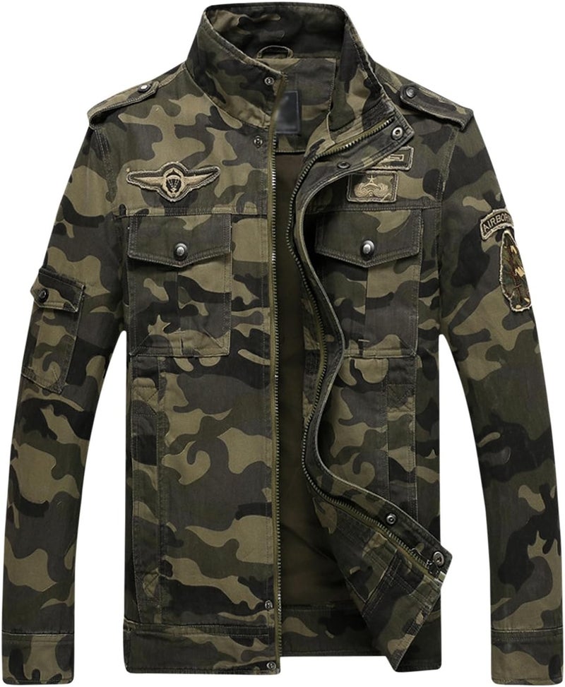 Springrain Men's Casual Military Jackets Camouflage Cotton Army Jacket Outwear - Image 1